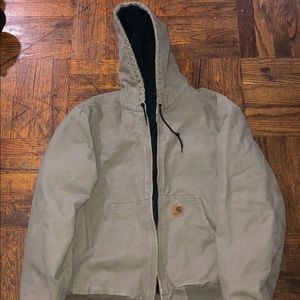 CARHARTT Work Jacket Grey quilted canvas zip up